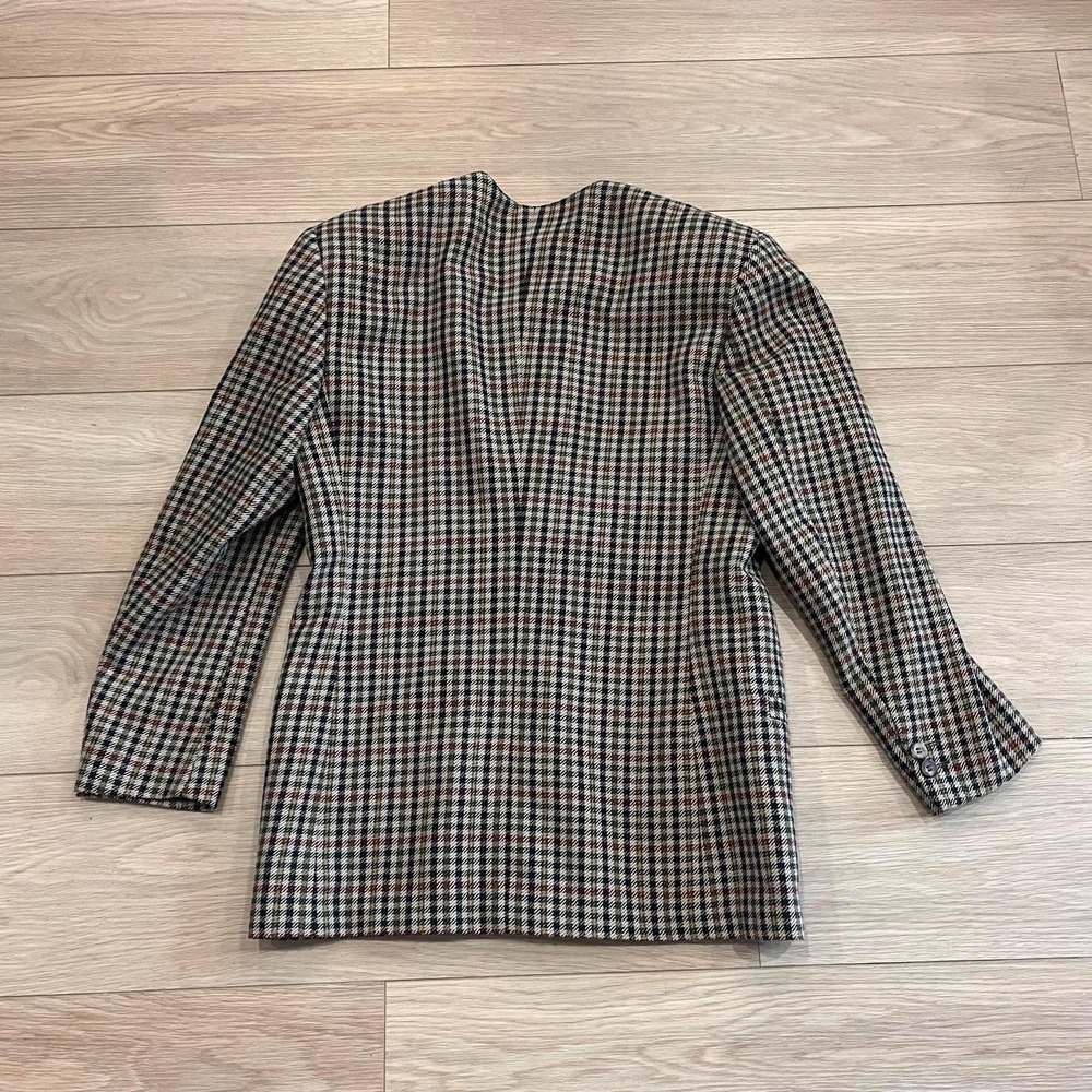Vintage Wool Plaid Blazer Boxy Women S 90s Old Money Quiet Luxury Academia - Picture 6 of 6